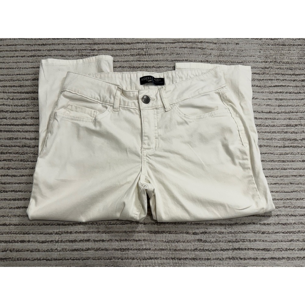 Riders by Lee Womens Mid Rise Capri Pants White Size 6M Grommet Hem 1HMABV9